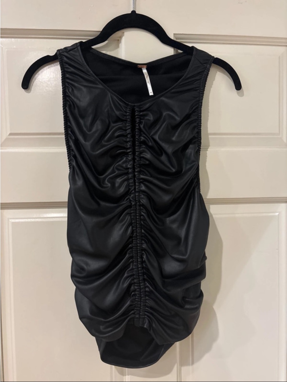 Ruched Black Sleeveless Women’s Top
